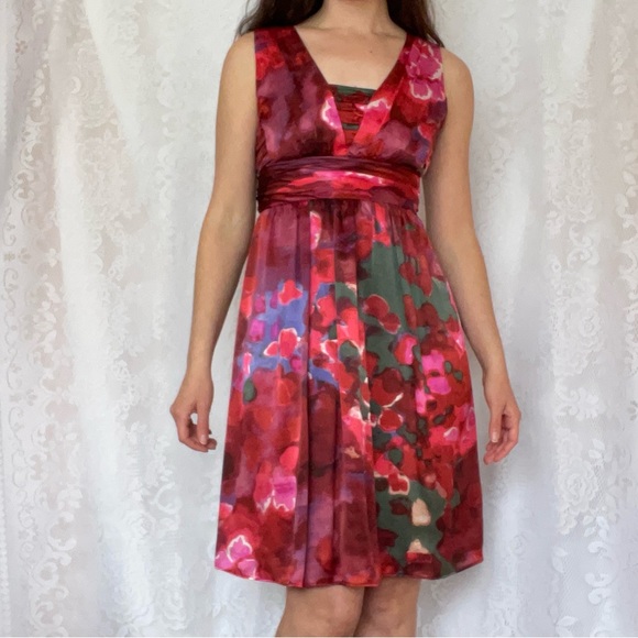 Banana Republic Silk Red Watercolor Dress - Picture 13 of 13